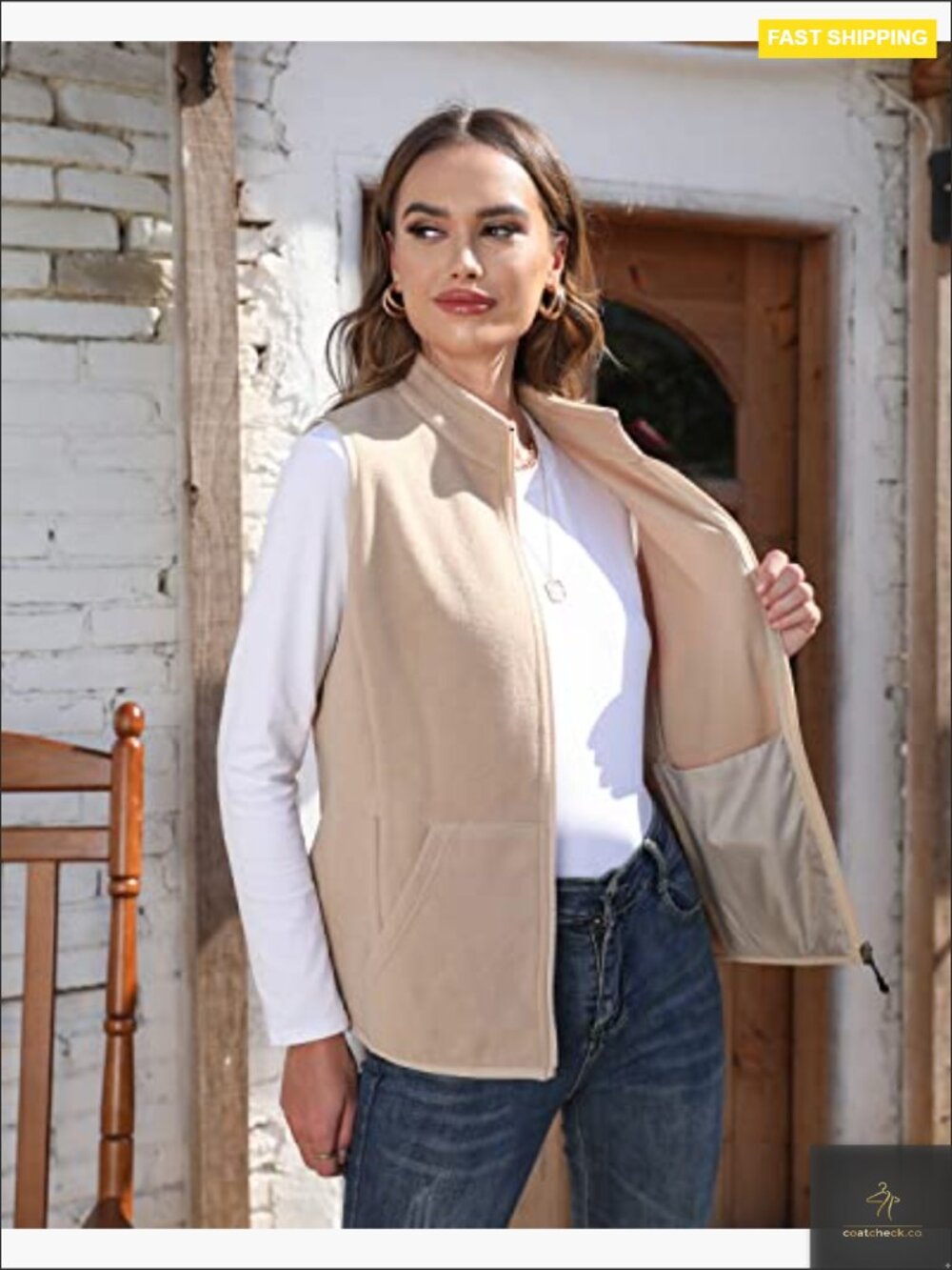 Fleece Vest with 6 Pockets Lightweight Classic Zip Up Sleeveless Women's - Picture 2 of 7